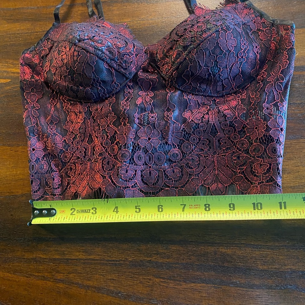 Bebe Black With Red Lace Bralette XS NWT - Picture 3 of 8